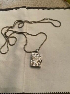 Silver 'Time for Love' Heart Pendant Necklace